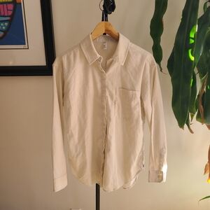 MEC hemp button down shirt off-white/ cream color size women's small